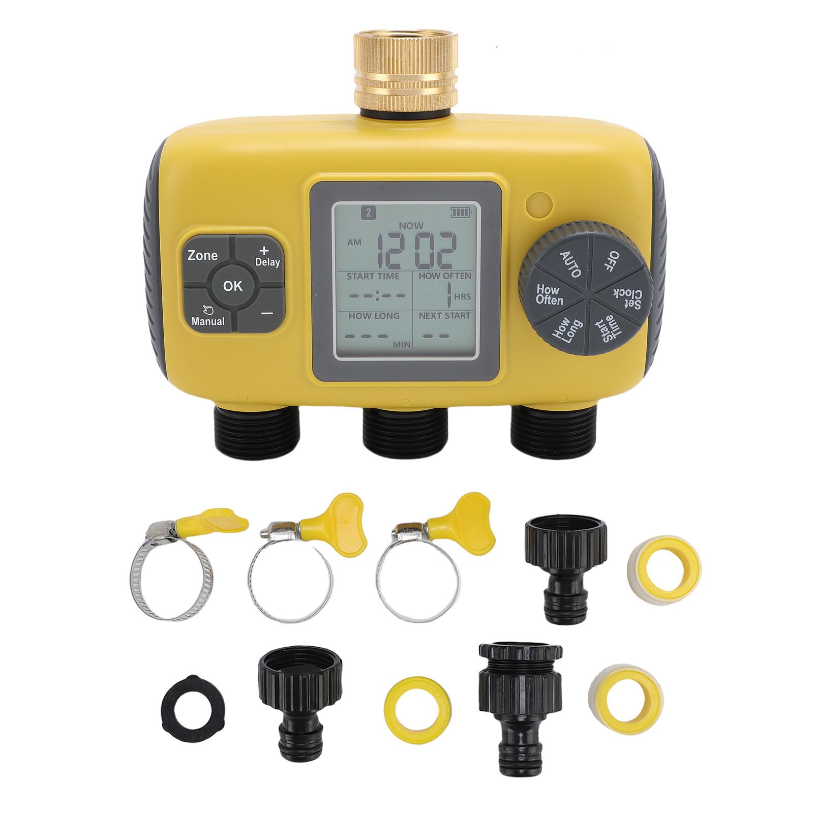 Sprinkler Timer 3/4-1/2in Faucets Programmable Hose Timer 3 Outlets Digital view 3