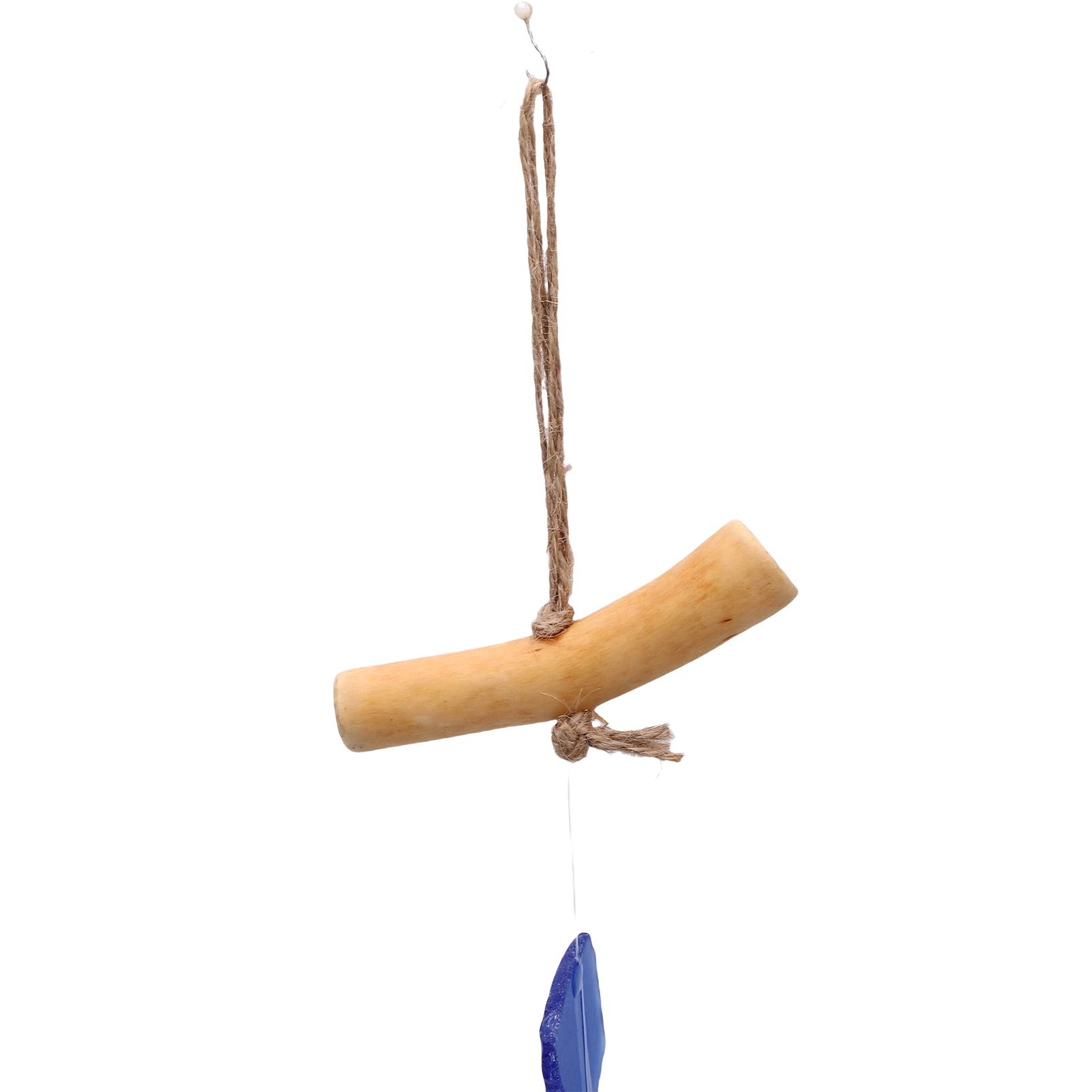 4pcs Sea Glass and Driftwood Chime Sandblasted Glass Hand Crafted Wind Chime view 2