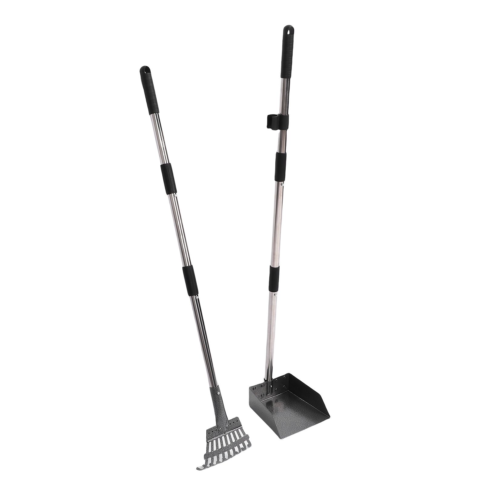 Chicken Poop Rake Scooper Kit 2 in 1 Ergonomic Design Adjustable Handle