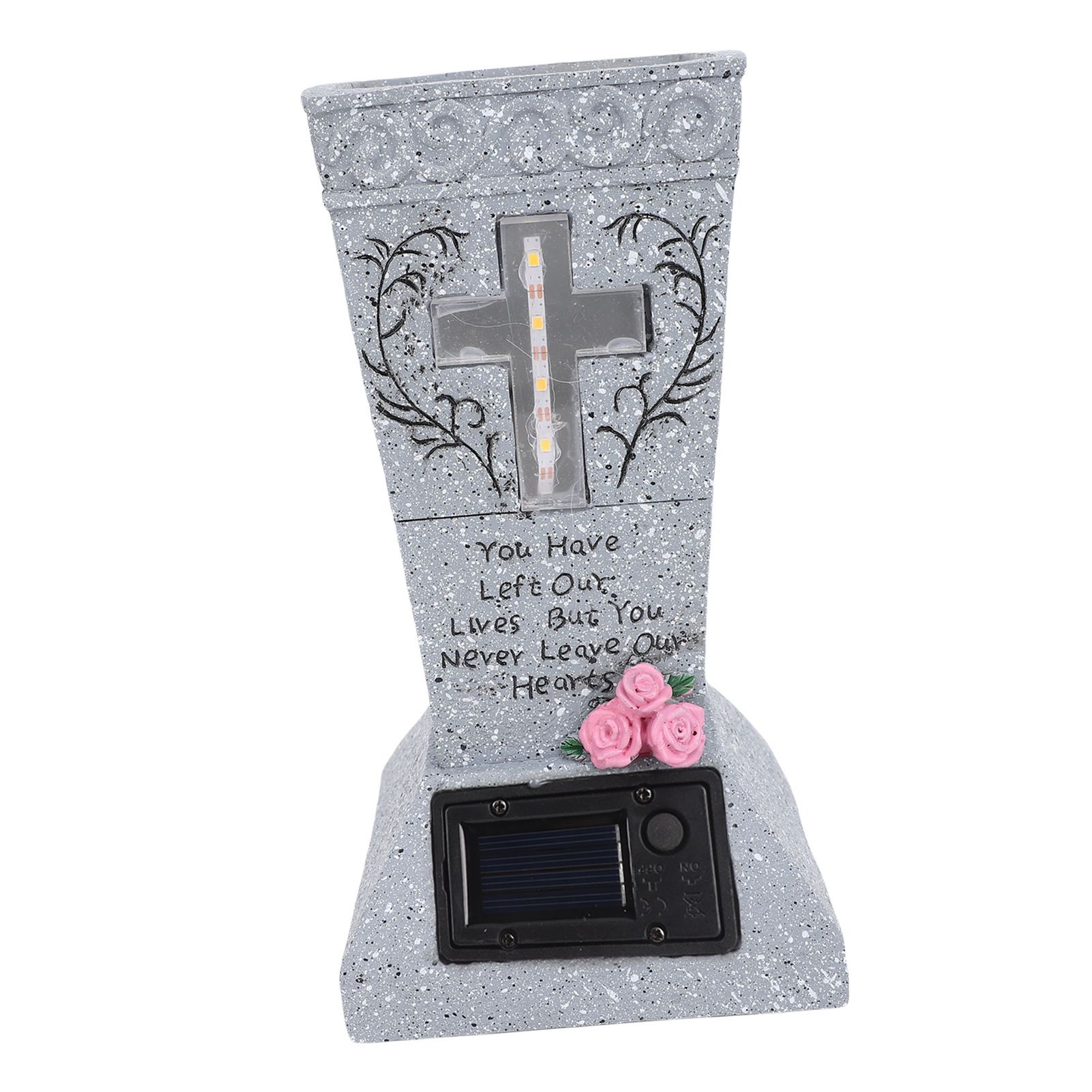Solar Cemetery Grave Vase Resin Gravestone Vase with LED Ground Stake view 5