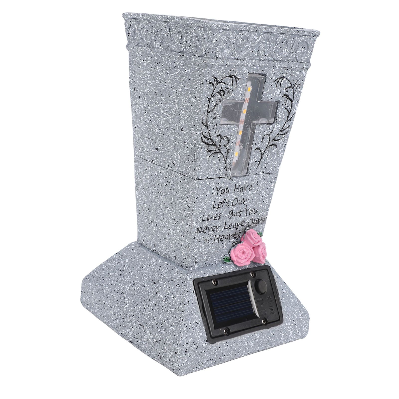 Solar Cemetery Grave Vase Resin Gravestone Vase with LED Ground Stake view 7