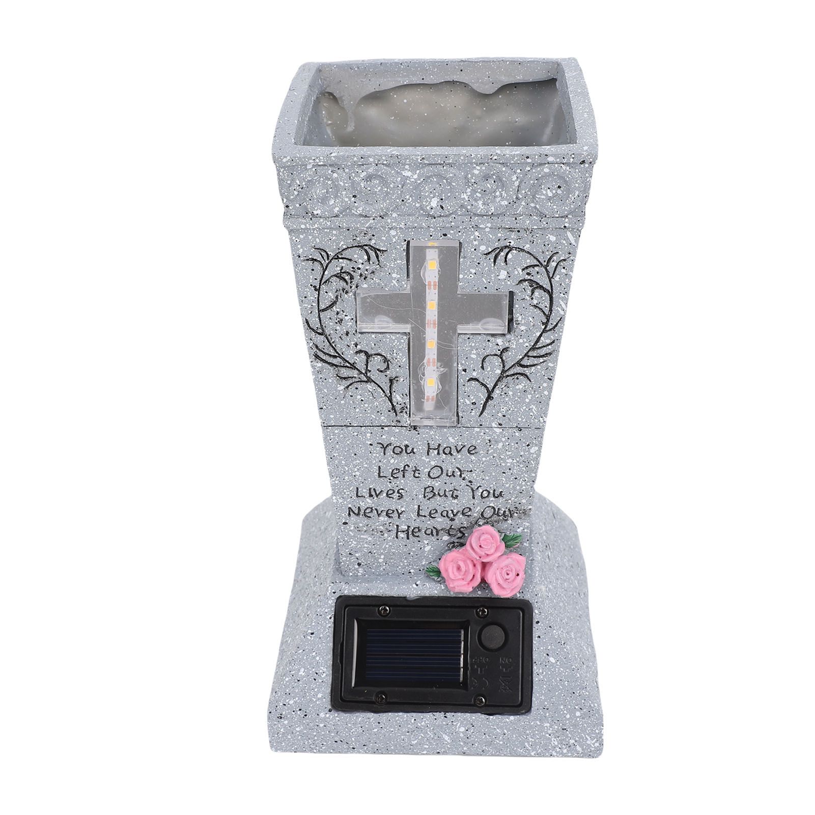 Solar Cemetery Grave Vase Resin Gravestone Vase with LED Ground Stake view 8