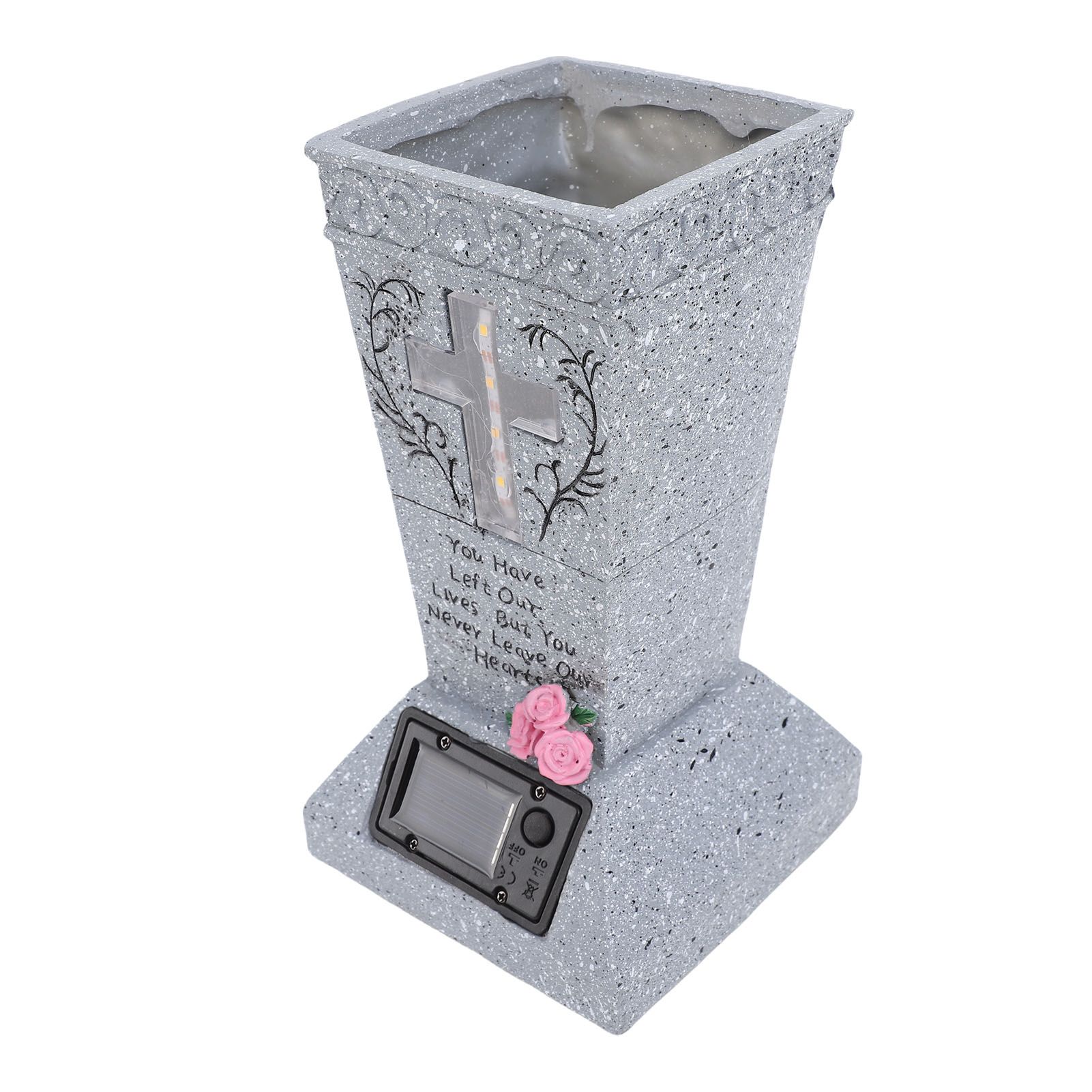 Solar Cemetery Grave Vase Resin Gravestone Vase with LED Ground Stake view 9