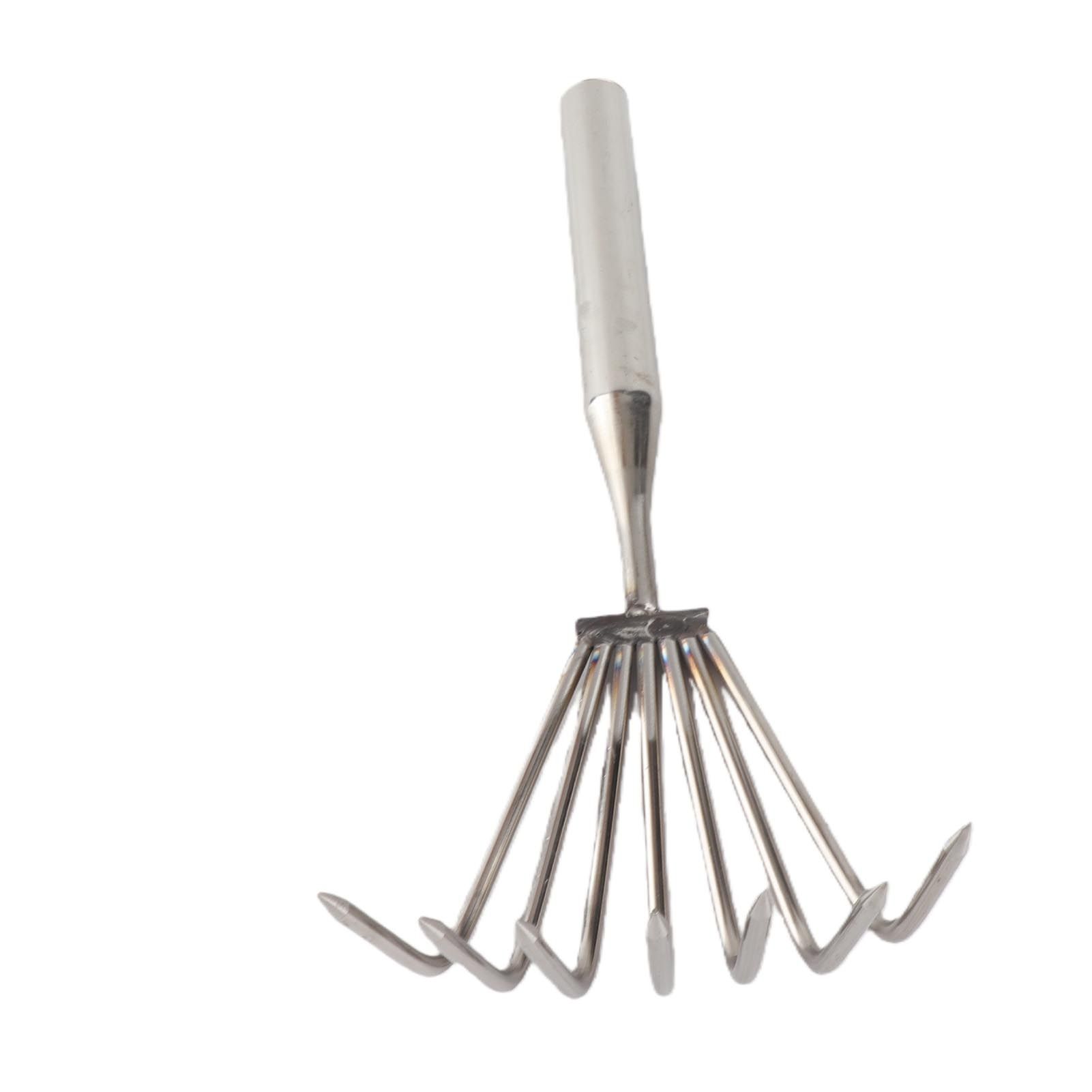 Stainless Steel Hand Rake Soil Tiller Small Beach Rake with Comfortable Handle