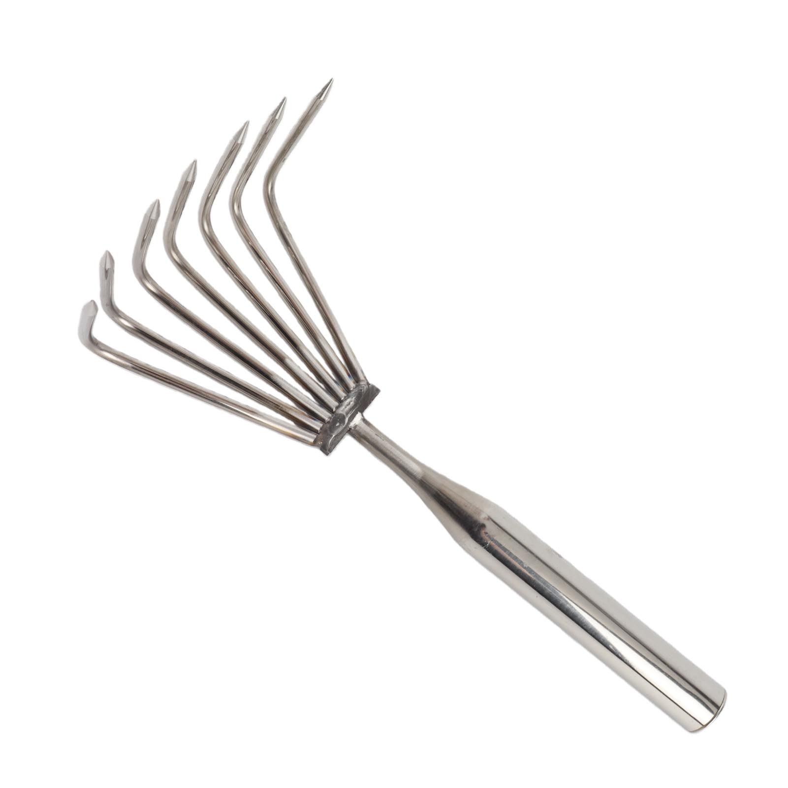 Stainless Steel Hand Rake Soil Tiller Small Beach Rake with Comfortable Handle view 2