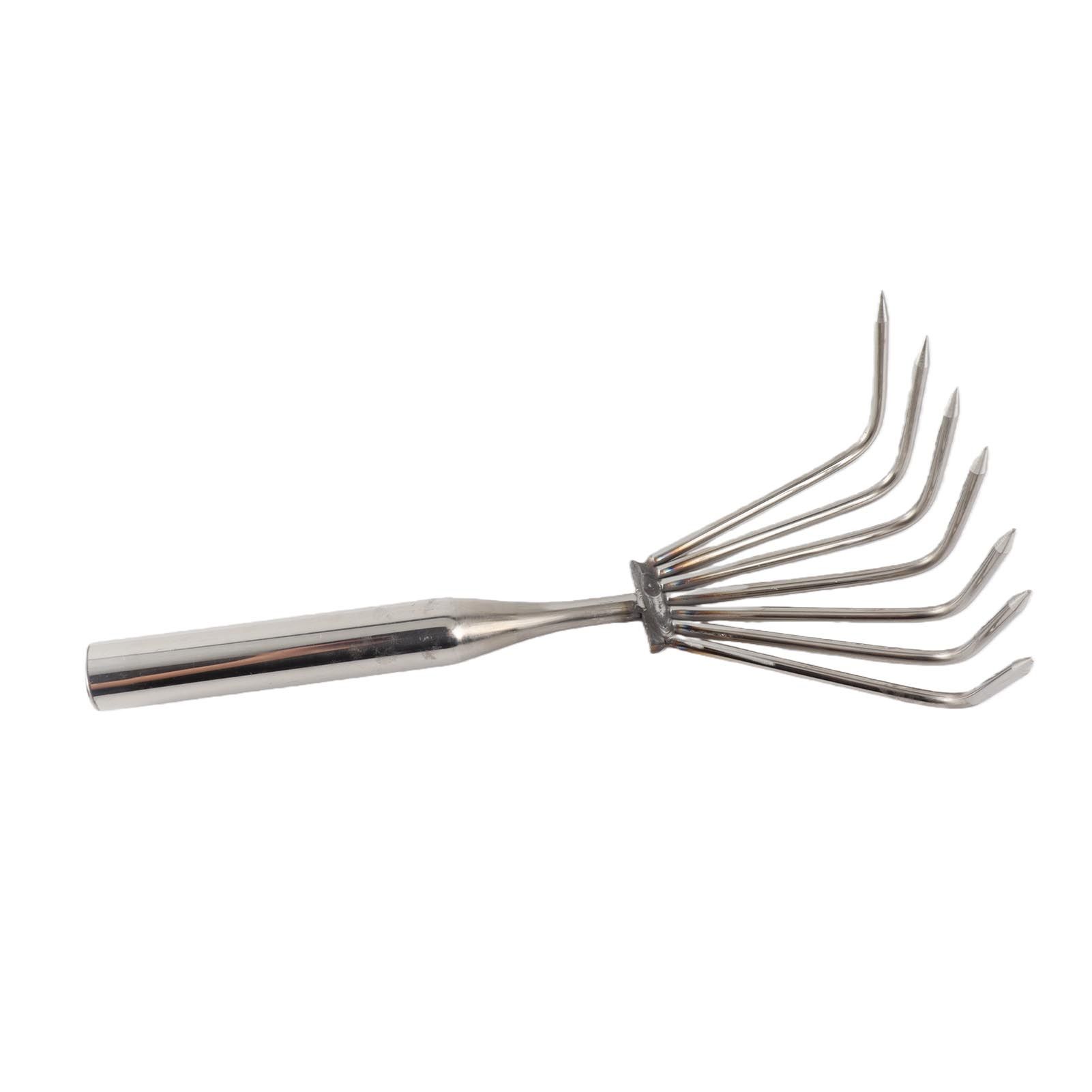 Stainless Steel Hand Rake Soil Tiller Small Beach Rake with Comfortable Handle view 4