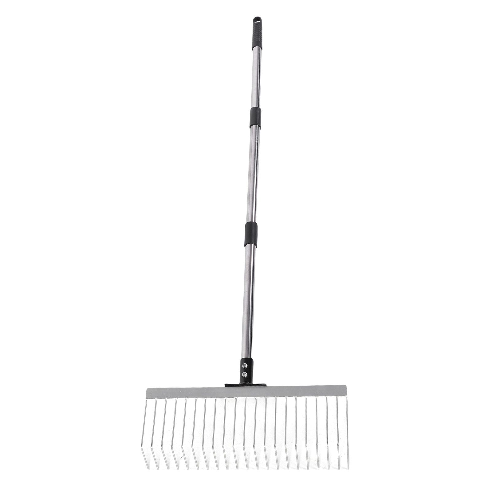 Bow Rake Garden Rake with Detachable Long Handle 21 Tines Garden Tool for
