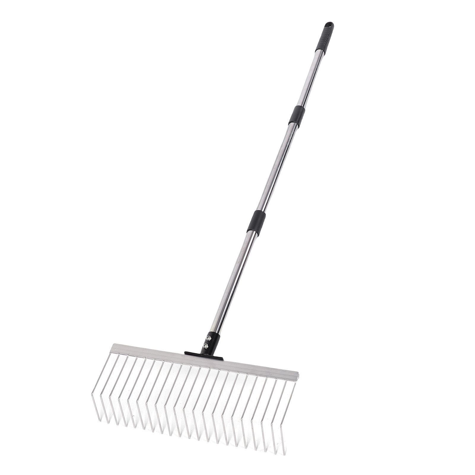 Bow Rake Garden Rake with Detachable Long Handle 21 Tines Garden Tool for view 4