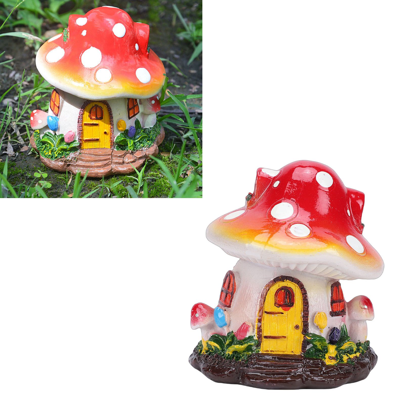 Miniature Mushroom House Resin Yard Decoration Mushroom Fairy House Statue for view 11