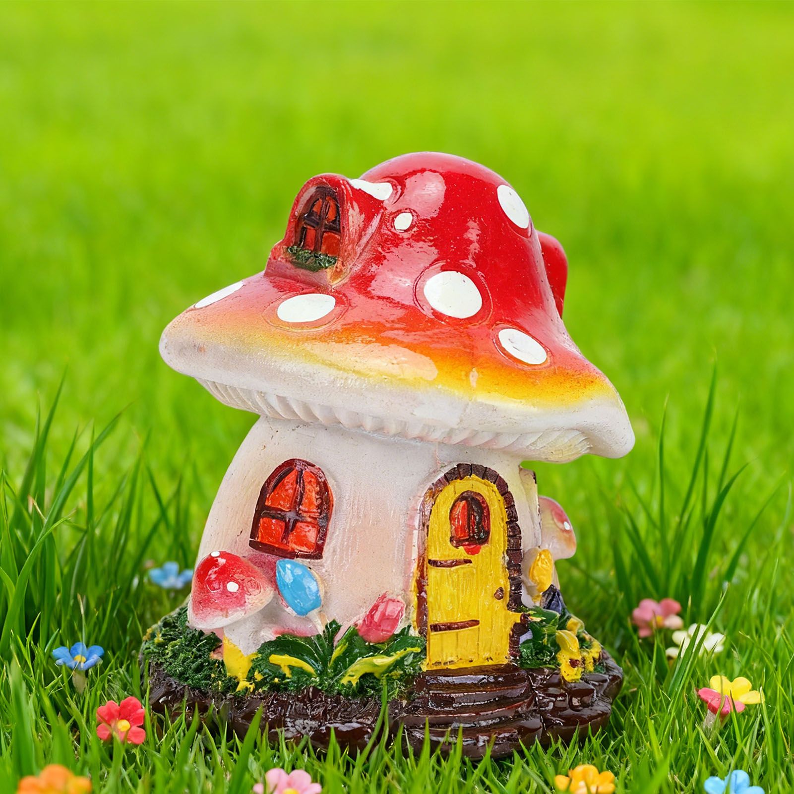Miniature Mushroom House Resin Yard Decoration Mushroom Fairy House Statue for view 12