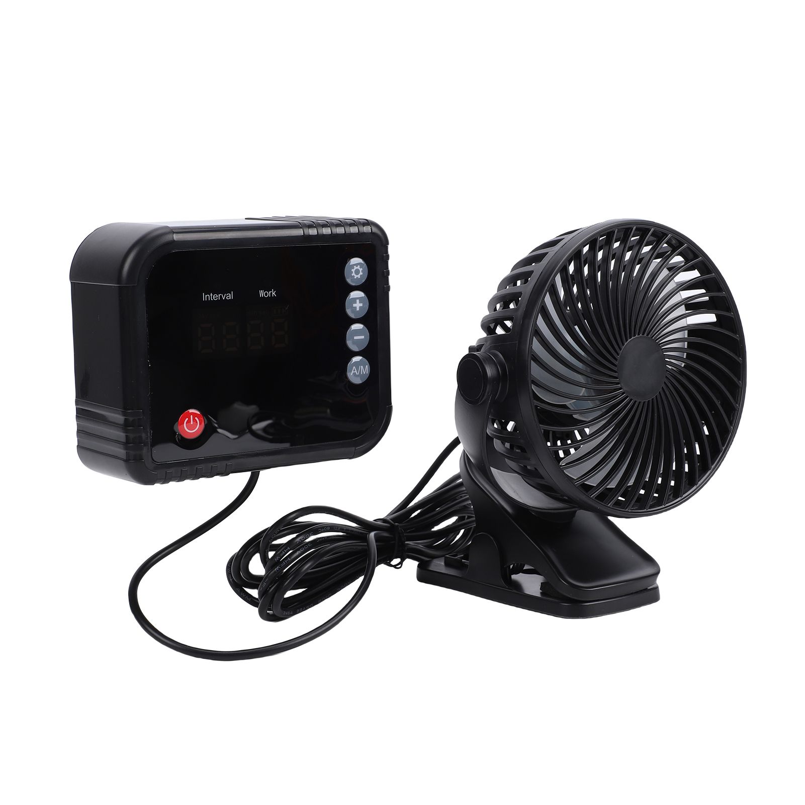 Electric Cooling Fan Digital Display Timer 360 Degree Rotating Clip On view 10