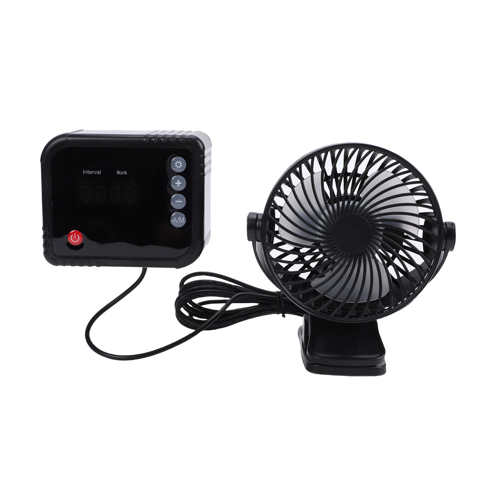Electric Cooling Fan Digital Display Timer 360 Degree Rotating Clip On view 11