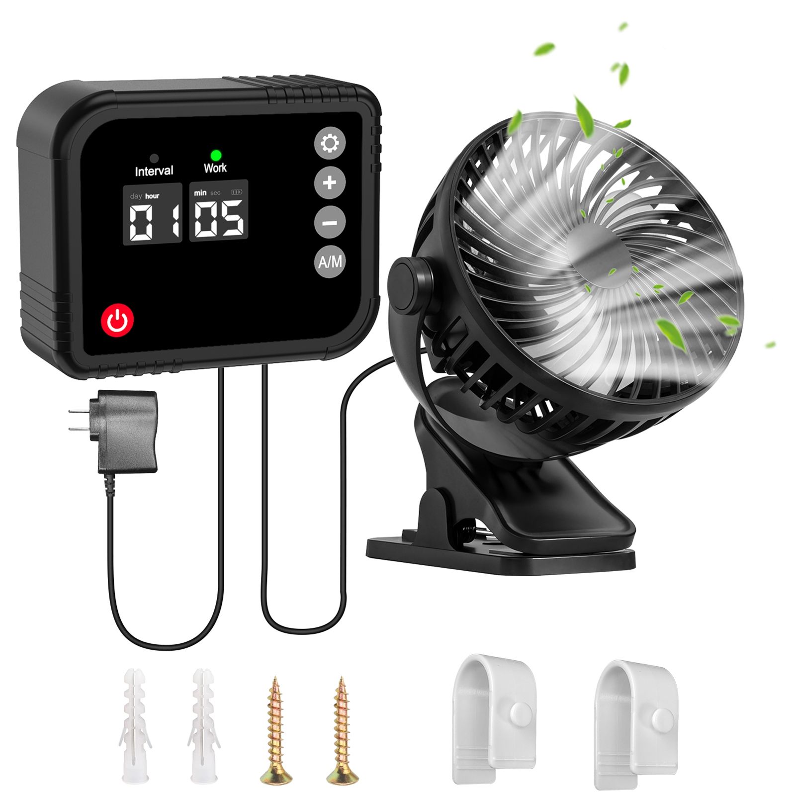 Electric Cooling Fan Digital Display Timer 360 Degree Rotating Clip On view 12