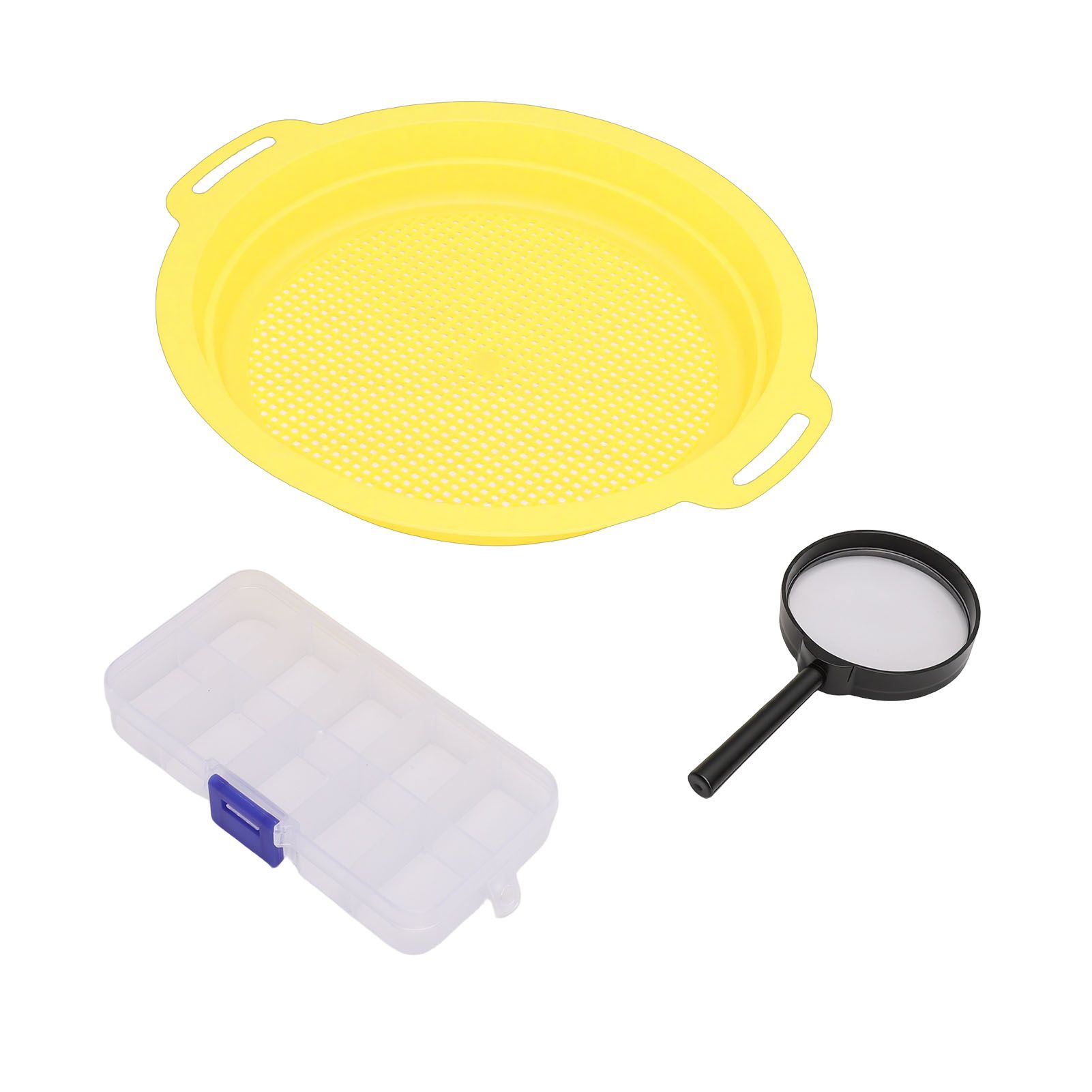 Gold Sifting Pan Set Portable Kit with Magnifier Tool Box Panning Lightweight view 6
