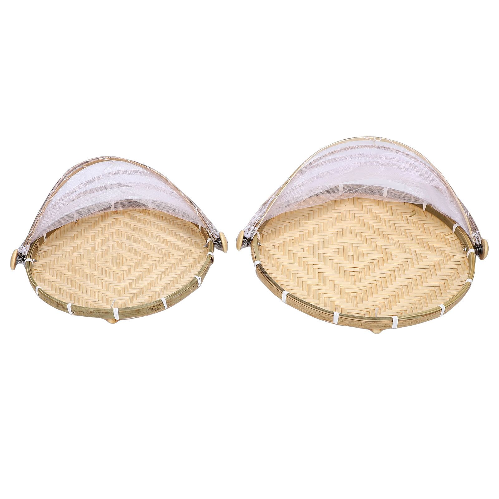 2PCS Food Serving Tent Basket Hand Woven Basket Dust Proof Vegetable Fruits view 3
