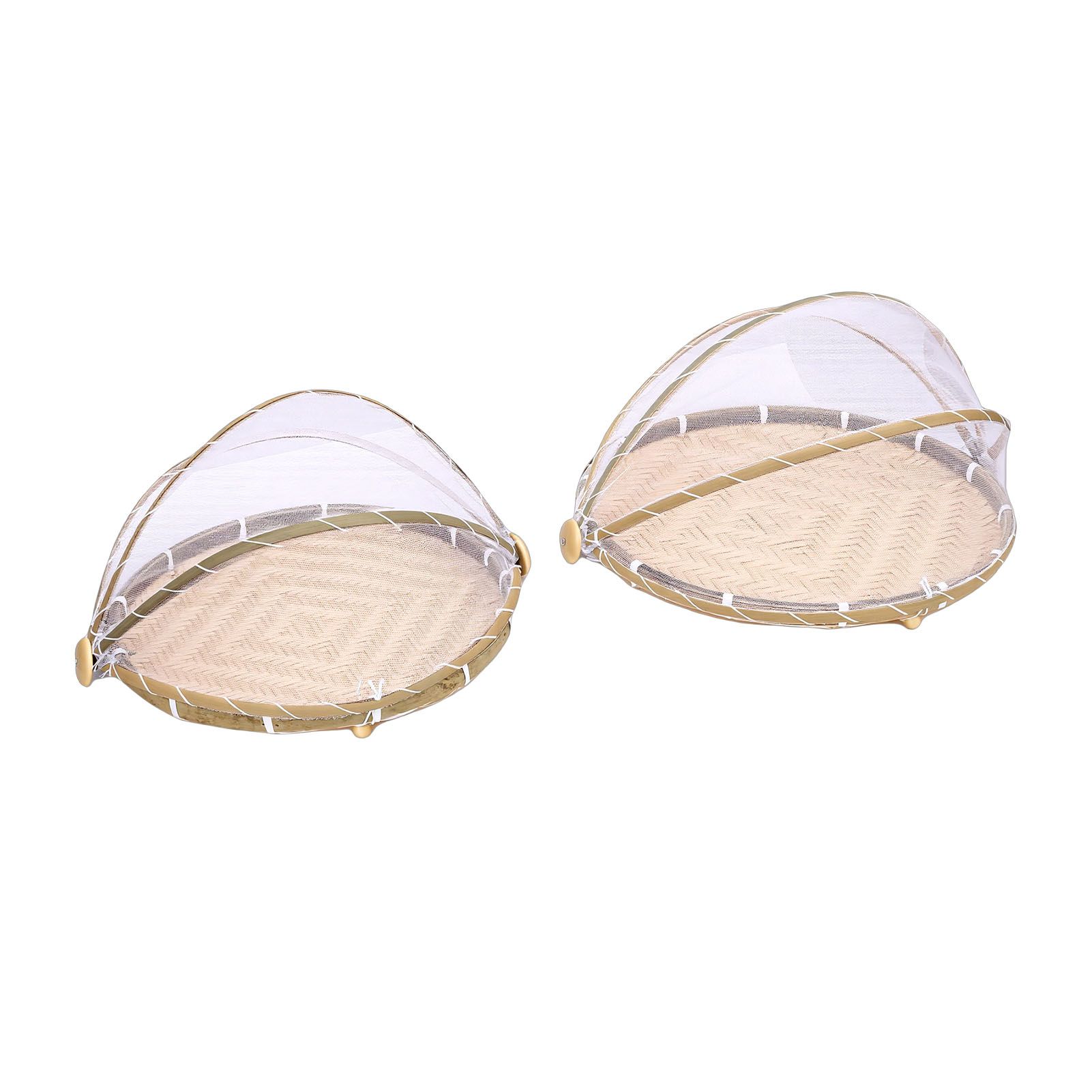 2PCS Food Serving Tent Basket Hand Woven Basket Dust Proof Vegetable Fruits view 4