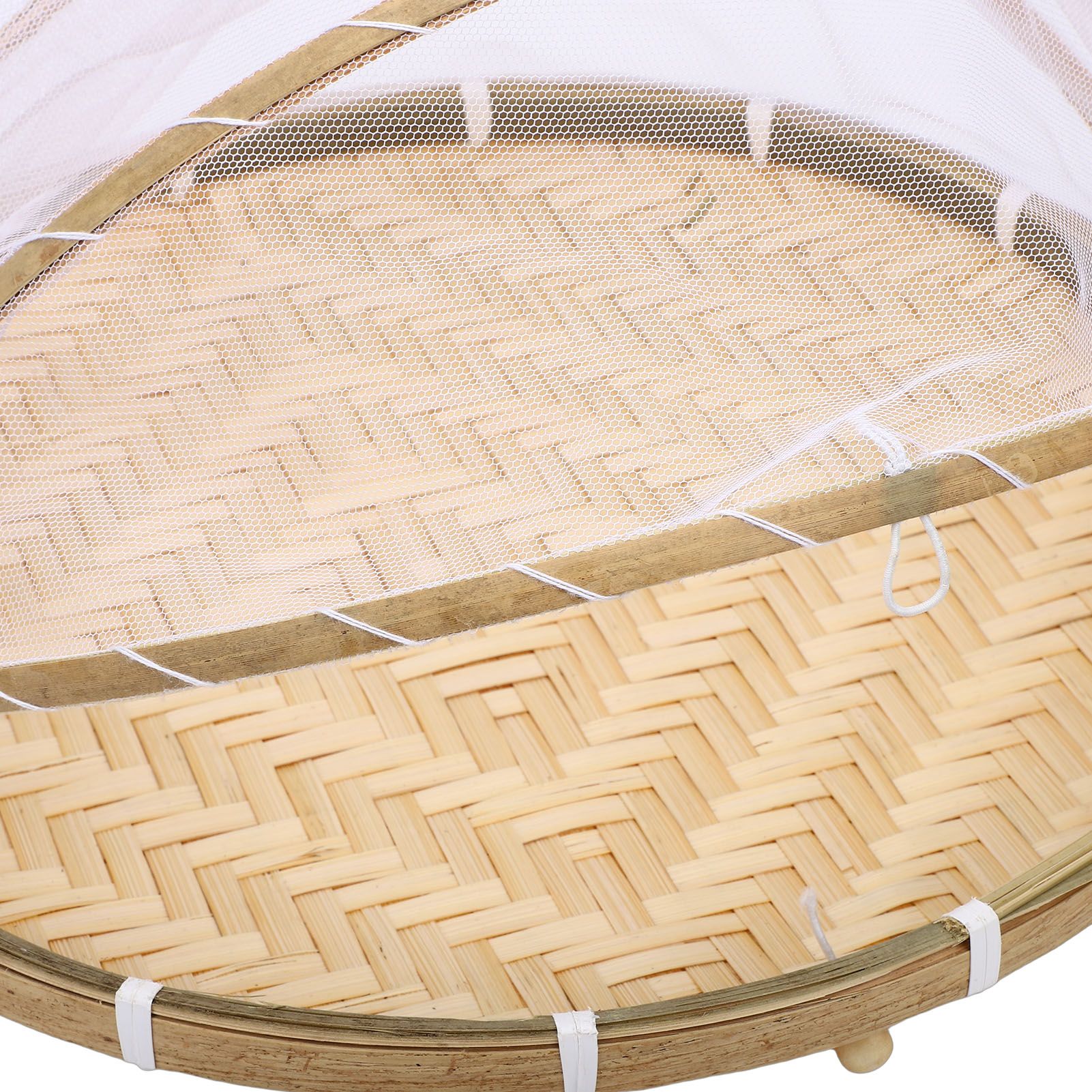 2PCS Food Serving Tent Basket Hand Woven Basket Dust Proof Vegetable Fruits view 5