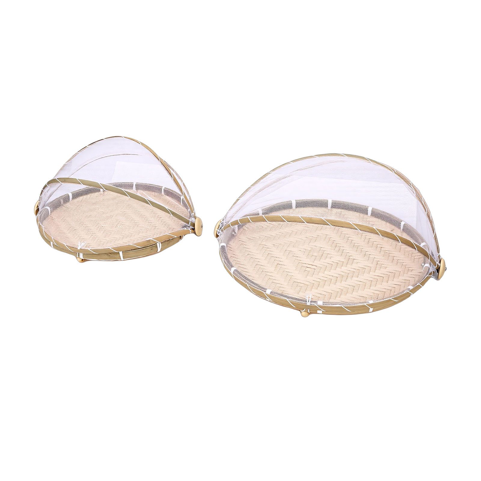 2PCS Food Serving Tent Basket Hand Woven Basket Dust Proof Vegetable Fruits view 6
