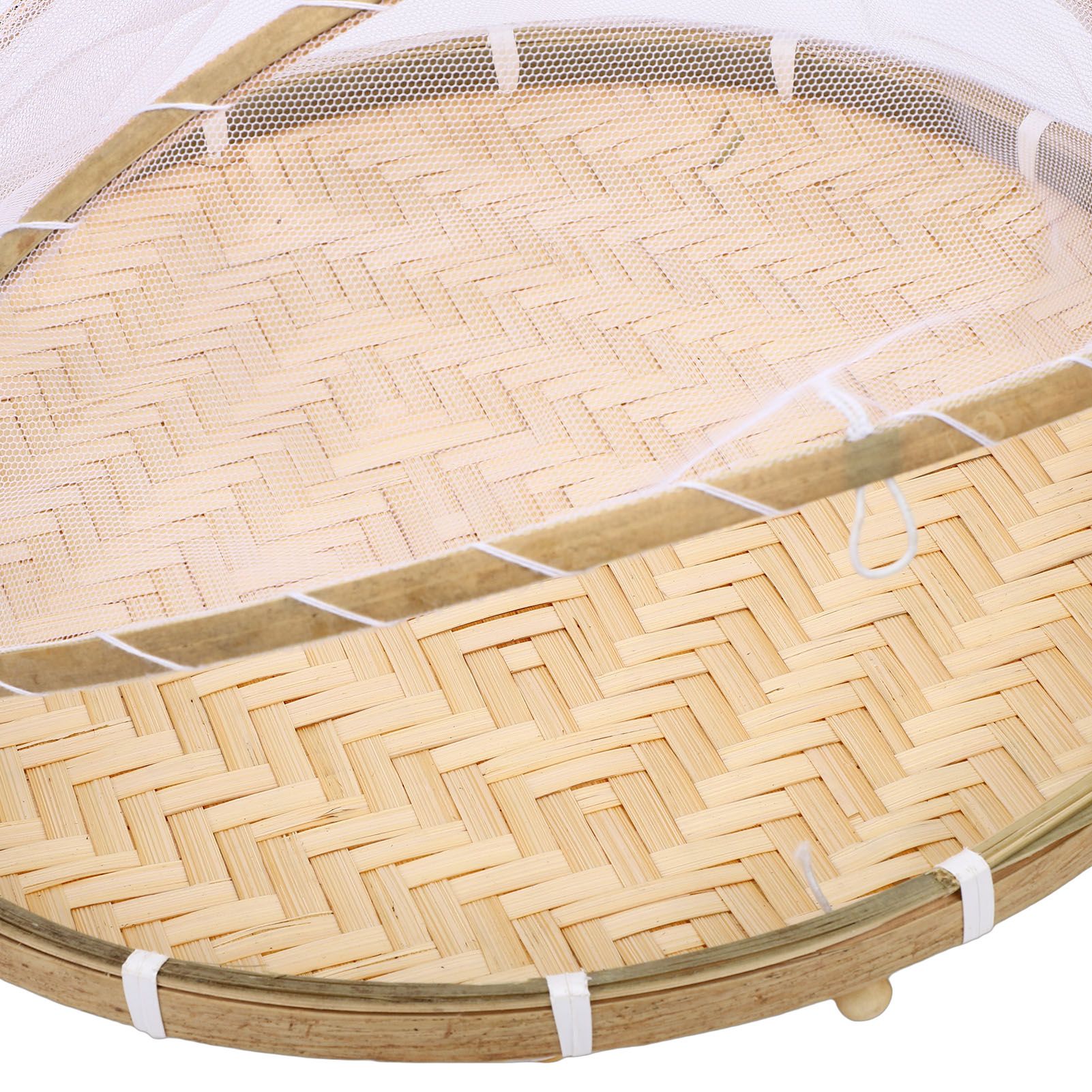 2PCS Food Serving Tent Basket Hand Woven Basket Dust Proof Vegetable Fruits view 7