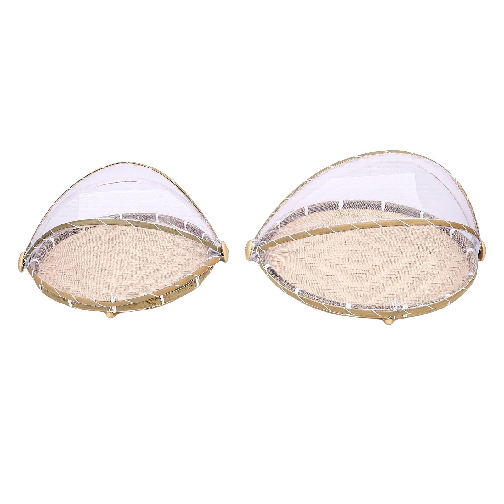 2PCS Food Serving Tent Basket Hand Woven Basket Dust Proof Vegetable Fruits view 8
