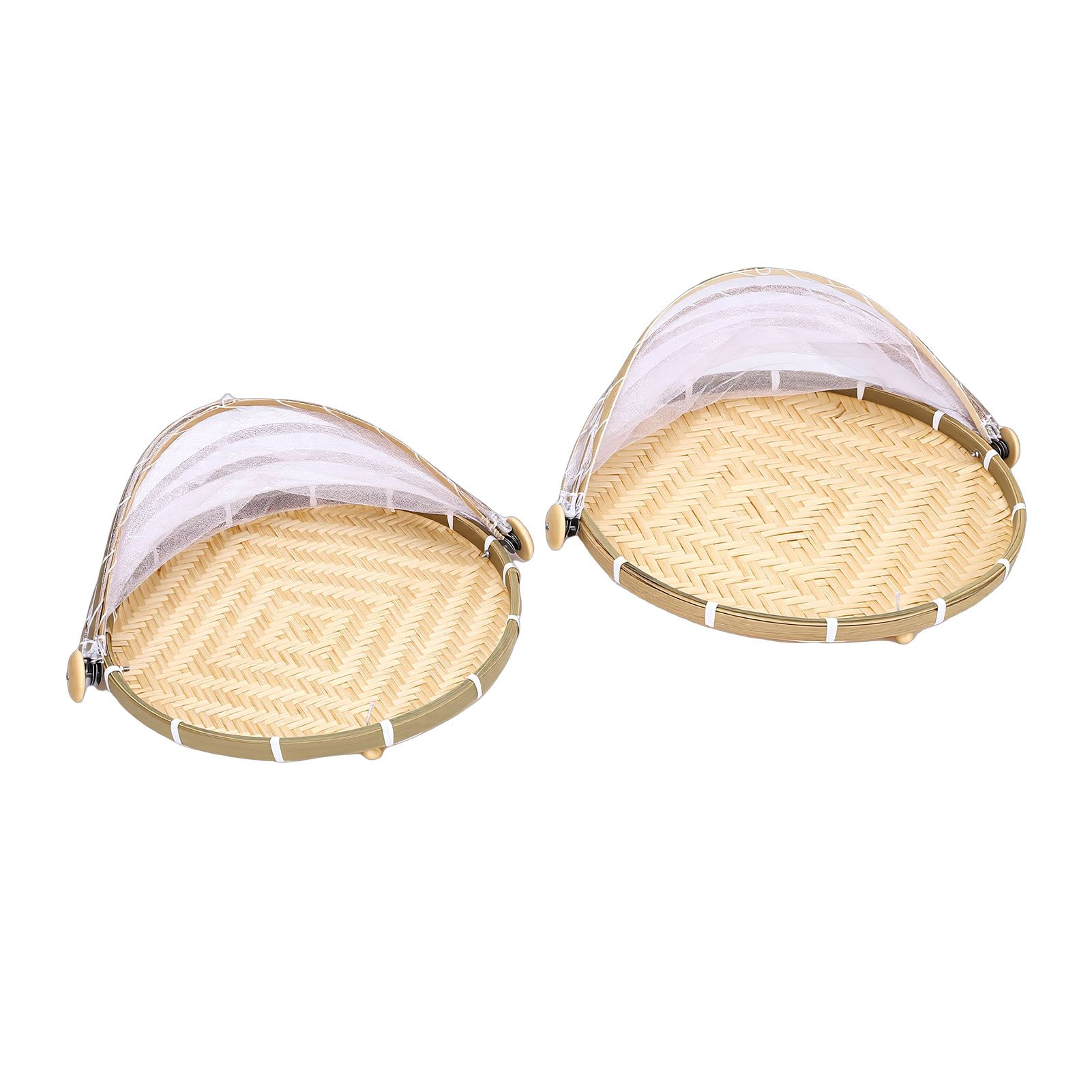 2PCS Food Serving Tent Basket Hand Woven Basket Dust Proof Vegetable Fruits view 10