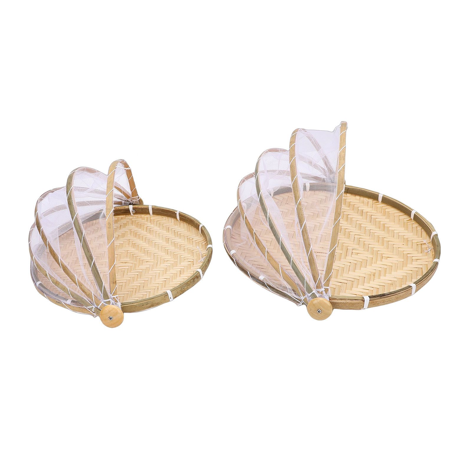 2PCS Food Serving Tent Basket Hand Woven Basket Dust Proof Vegetable Fruits view 11