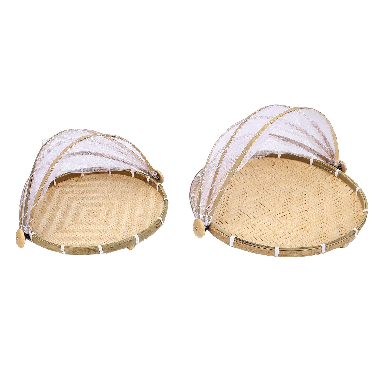 2PCS Food Serving Tent Basket Hand Woven Basket Dust Proof Vegetable Fruits view 12