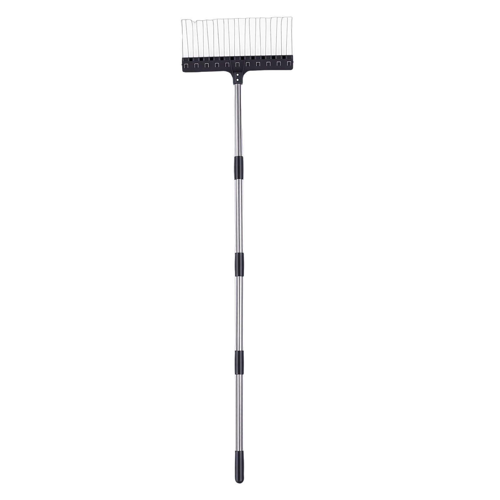 Rake for Leaves 22 Tines 16.3 Inch Wide Steel Wire Garden Rake with 5.2FT Long view 6