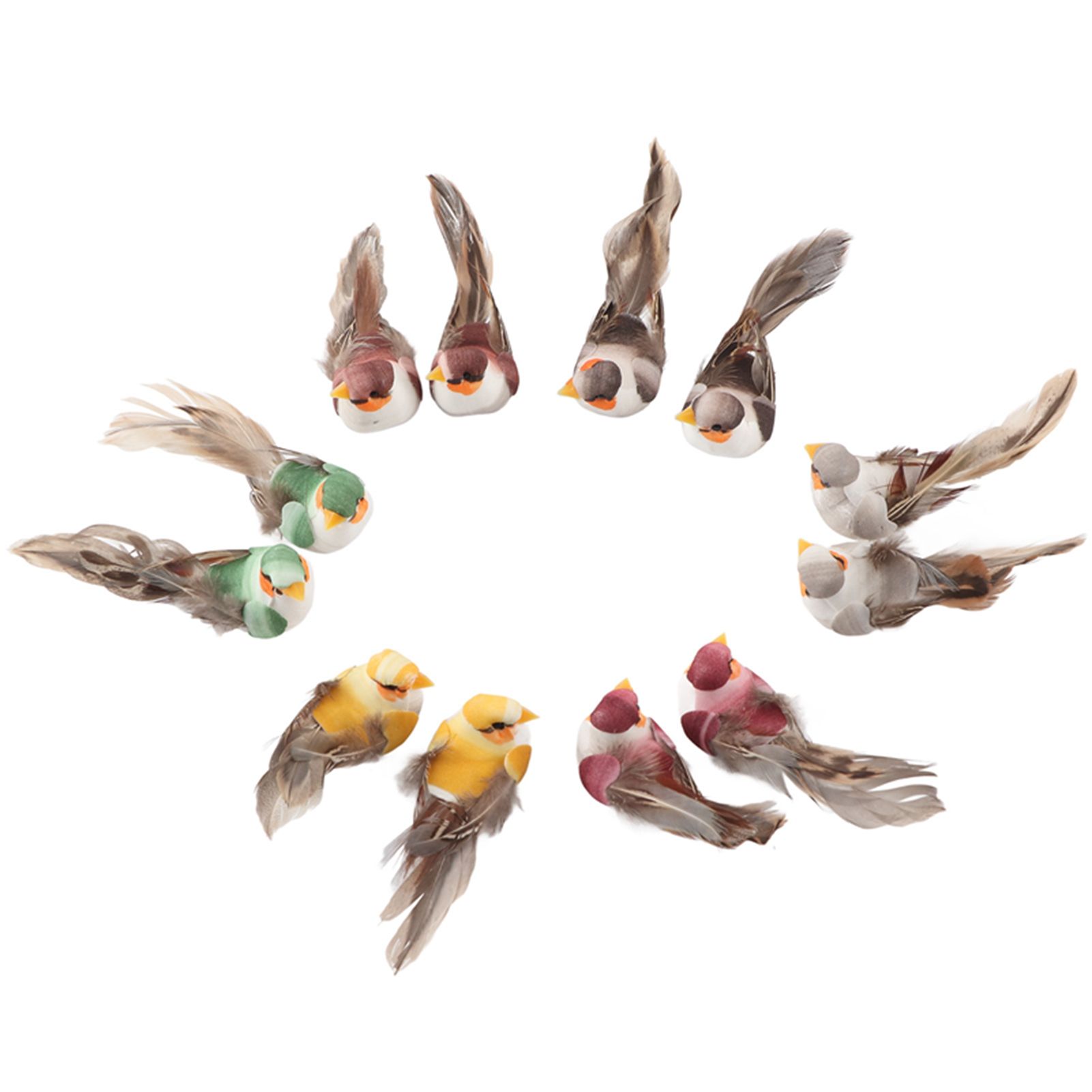 12Pcs Simulation Foam Bird Artificial Bird Decor with Clip Fixing Home Garden view 3