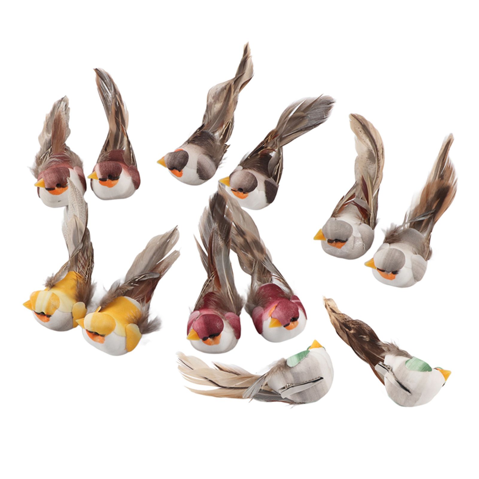 12Pcs Simulation Foam Bird Artificial Bird Decor with Clip Fixing Home Garden view 7
