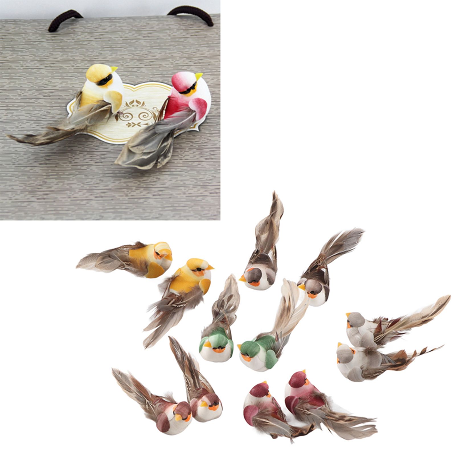 12Pcs Simulation Foam Bird Artificial Bird Decor with Clip Fixing Home Garden view 12