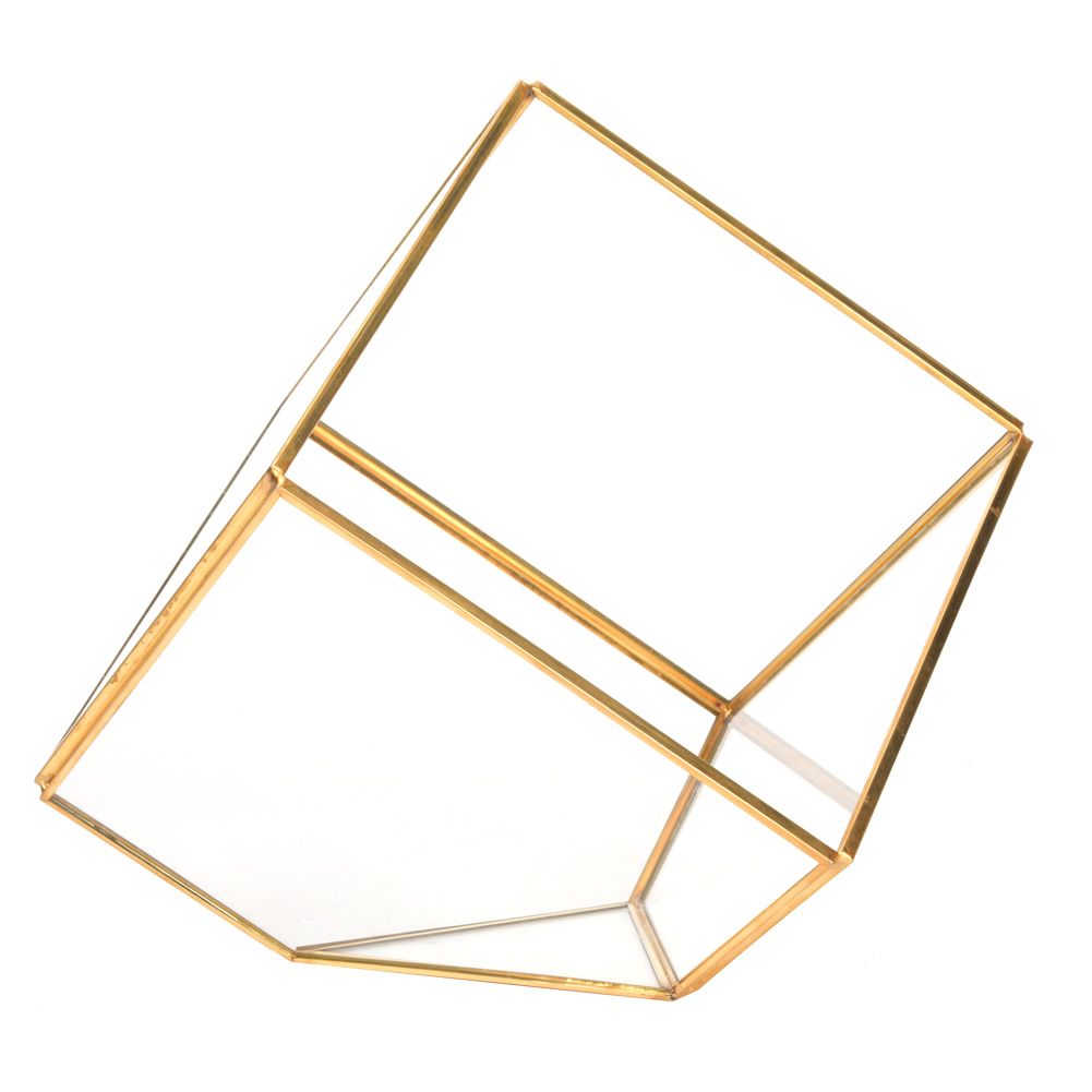 Gold Geometric Shape Succulents Plant Flowerpot Glass Planter Landscape Home view 3