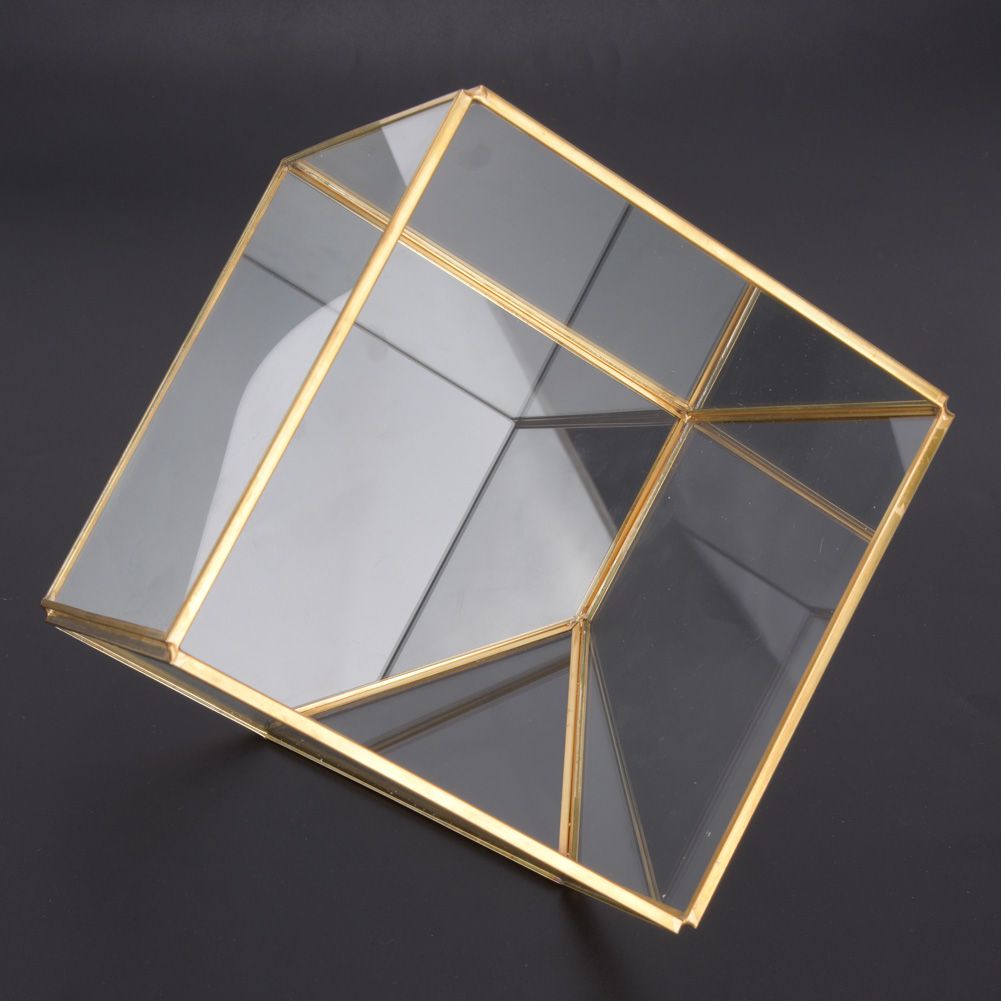 Gold Geometric Shape Succulents Plant Flowerpot Glass Planter Landscape Home view 4