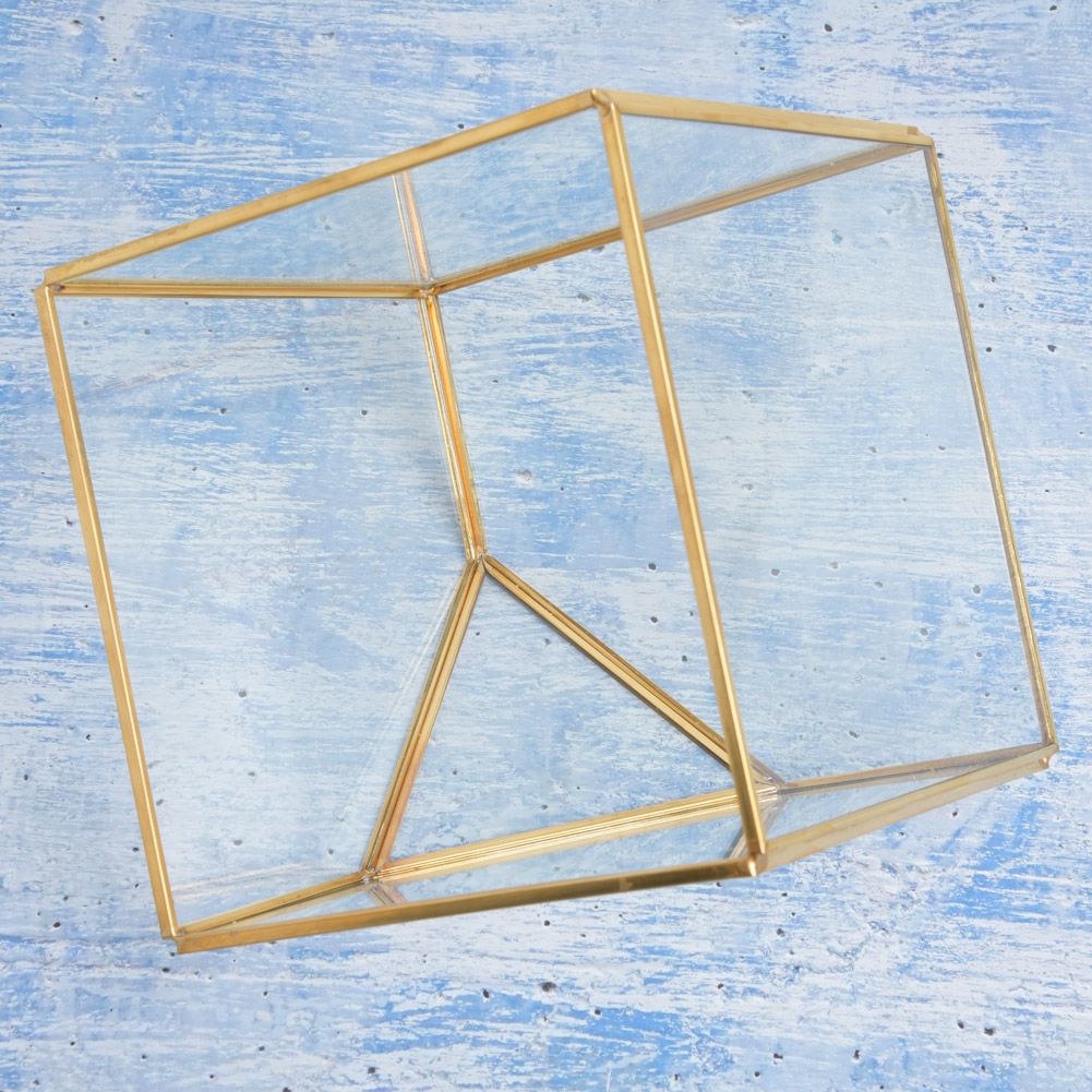 Gold Geometric Shape Succulents Plant Flowerpot Glass Planter Landscape Home view 10