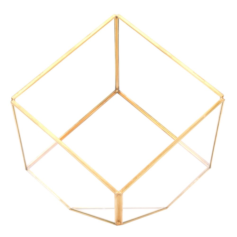 Gold Geometric Shape Succulents Plant Flowerpot Glass Planter Landscape Home view 12