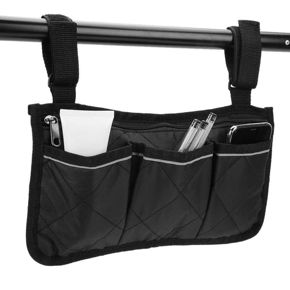 Multiple Pockets Large Capacity Wheelchair Armrest Side Bag Wheelchair Storage view 3
