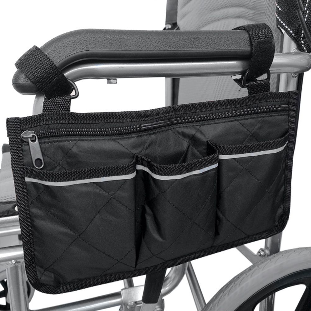 Multiple Pockets Large Capacity Wheelchair Armrest Side Bag Wheelchair Storage view 4