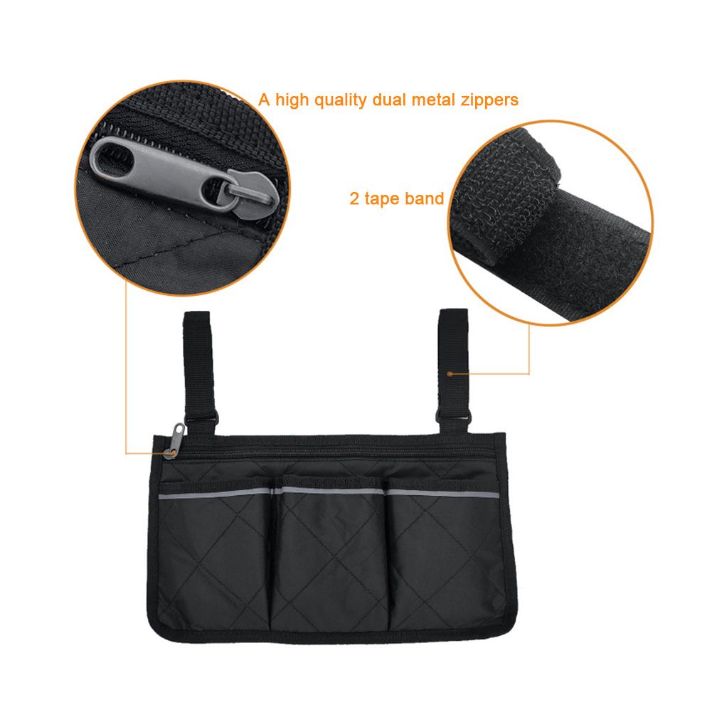 Multiple Pockets Large Capacity Wheelchair Armrest Side Bag Wheelchair Storage view 6