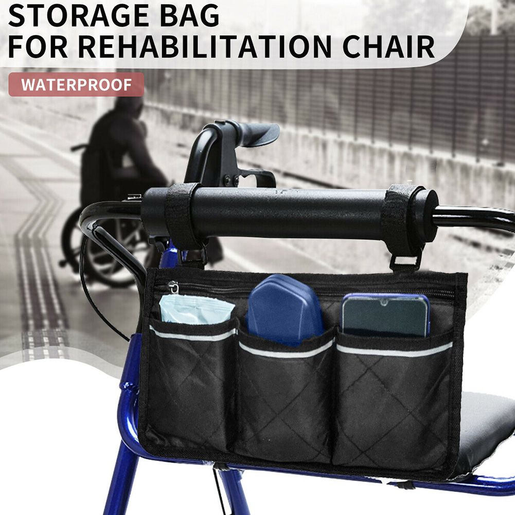 Multiple Pockets Large Capacity Wheelchair Armrest Side Bag Wheelchair Storage view 7
