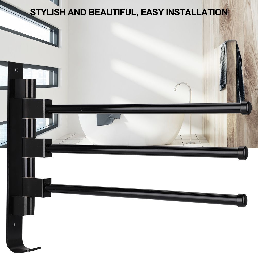 Home Hotel Bathroom Space Aluminum Moveable Multiple Rod Towel Rack Holder view 7