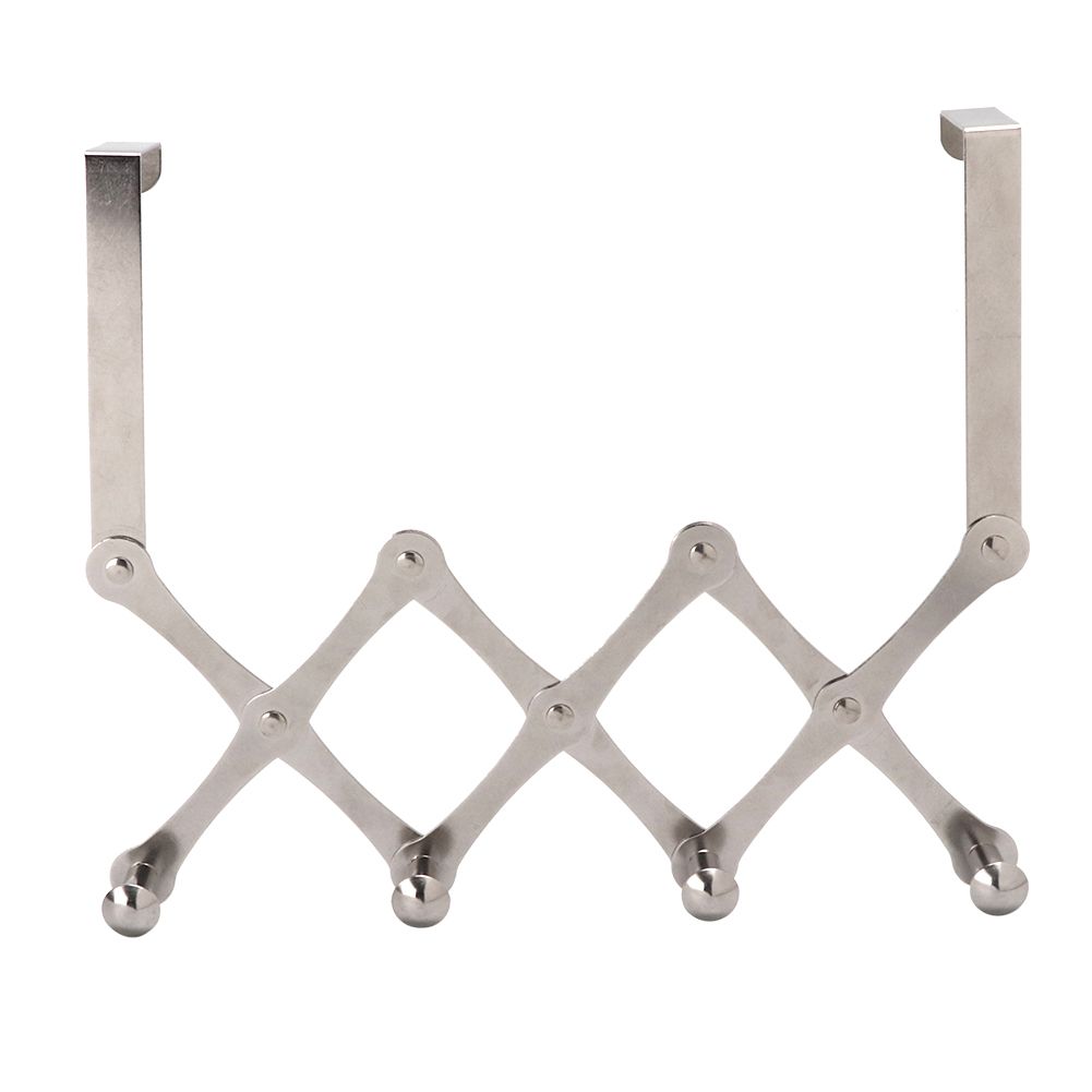 Stainless Steel Over the Door Hooks Telescopic Folding Hat Backpack Hanger view 2