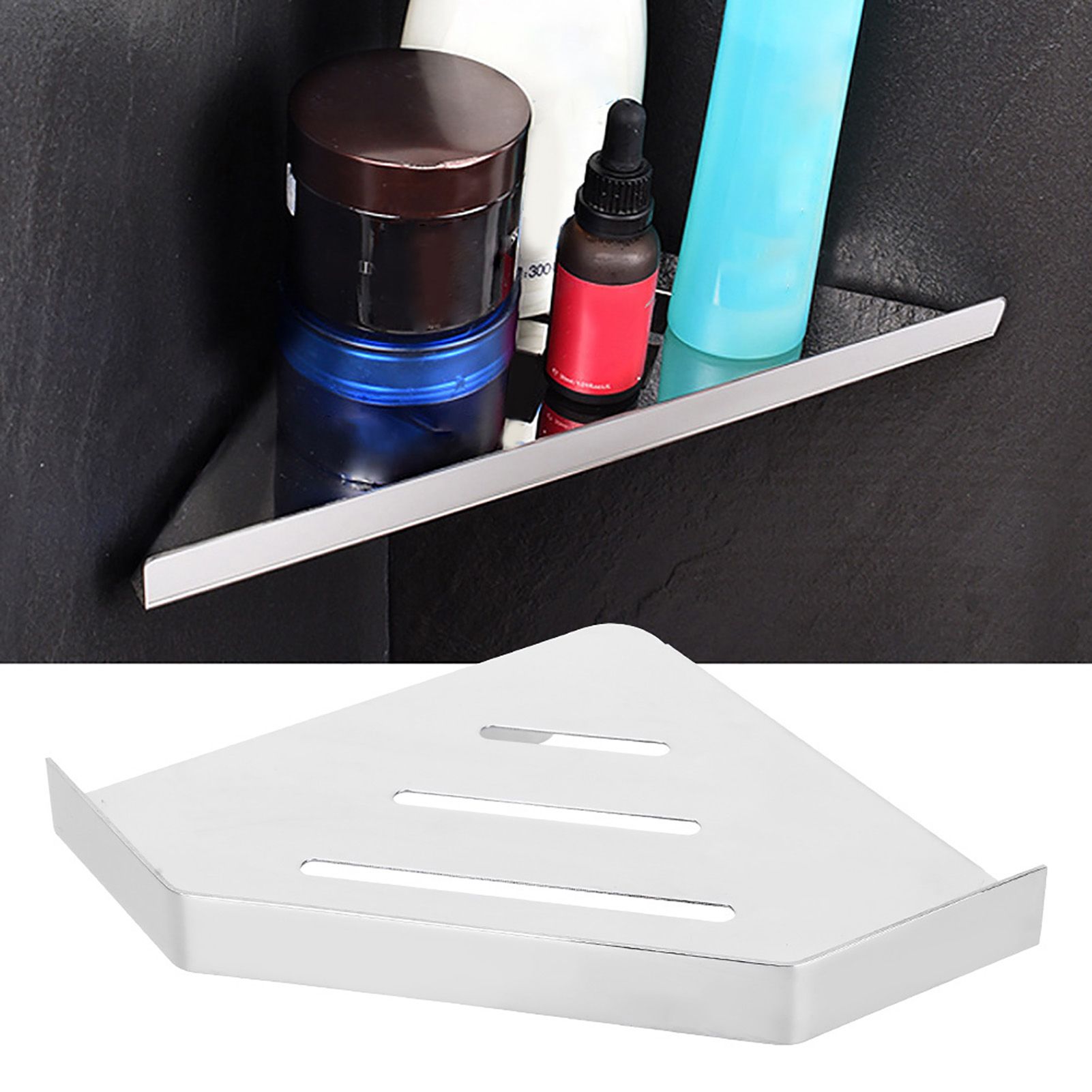 Wall Mounted Shower Corner Shelf Storage Rack Organizer Holder Container for view 4