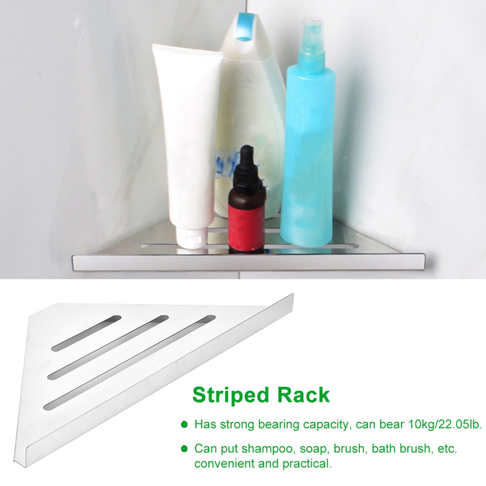 Stainless Steel Triangular Storage Shelf Shower Corner Shelf Rack Organizer view 8