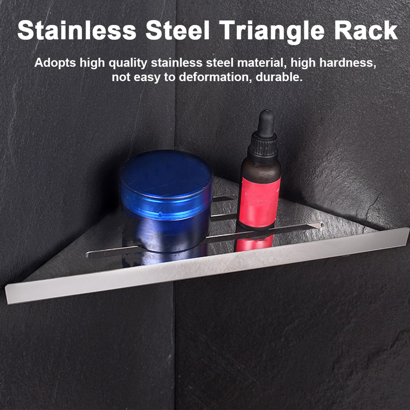 Stainless Steel Triangular Storage Shelf Shower Corner Shelf Rack Organizer view 9