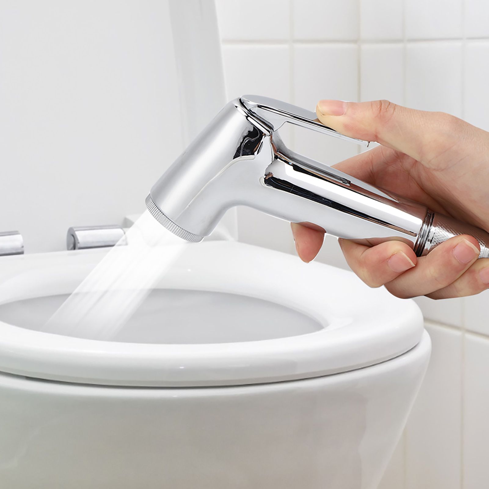 3Pcs/Set Electroplating Bidet Sprayer Spray Head Bracket Hose Kit Bathroom view 4