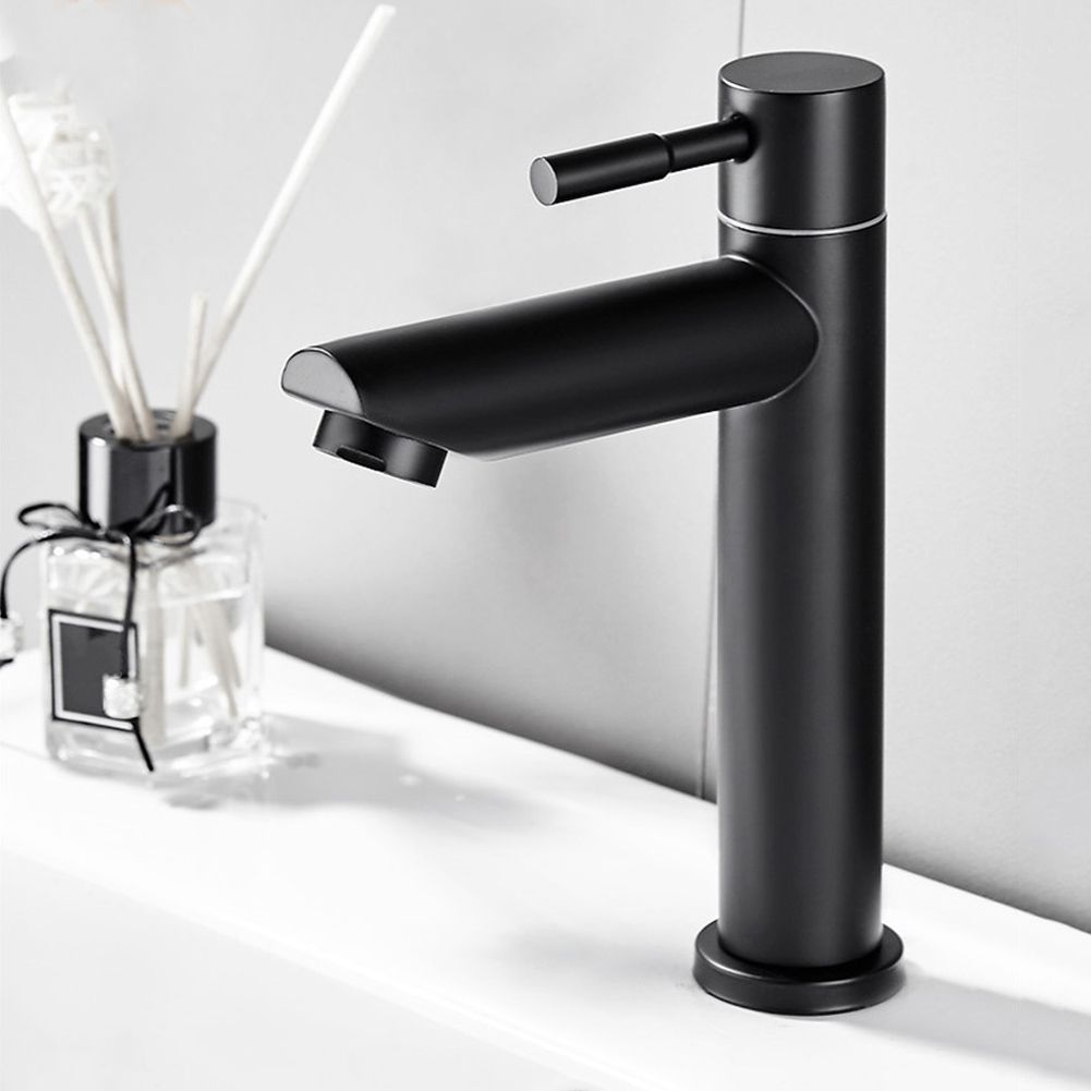 Black Stainless Steel Single Cold Basin Water Faucet Home Bathroom Water Tap view 3