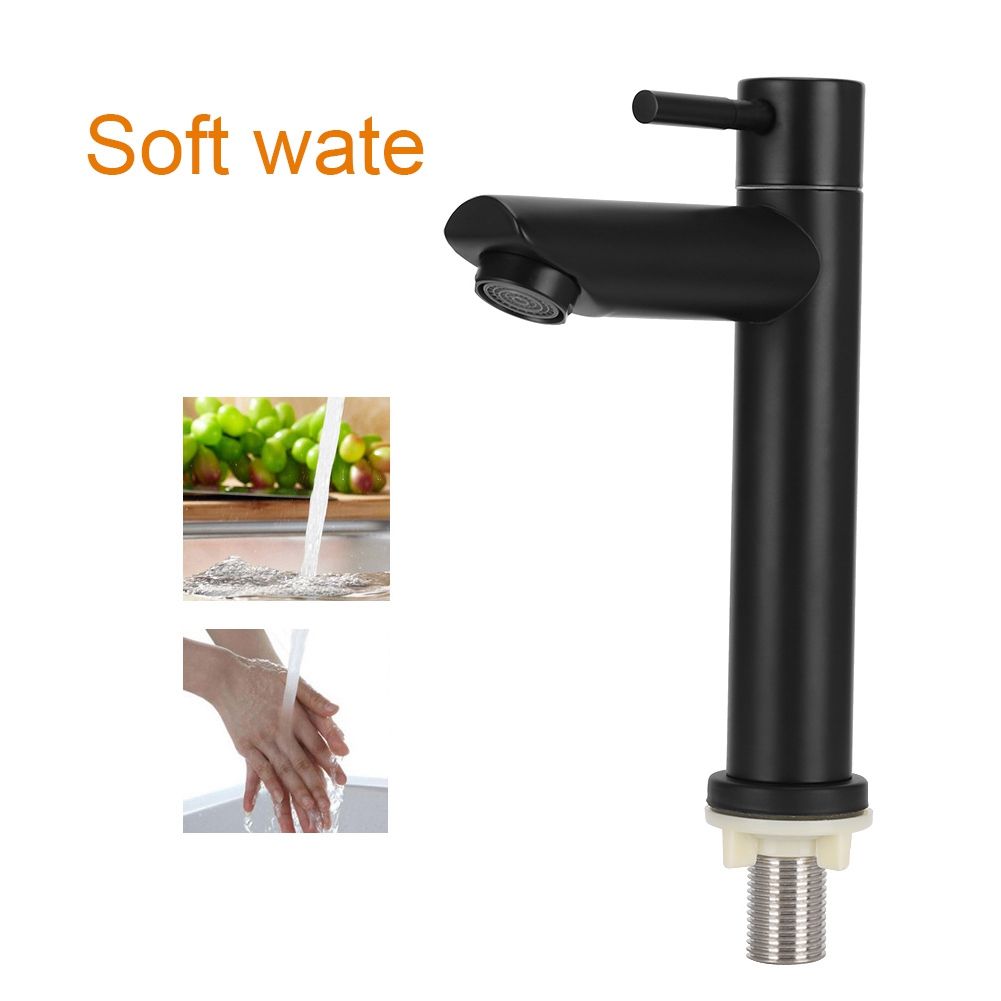 Black Stainless Steel Single Cold Basin Water Faucet Home Bathroom Water Tap view 11