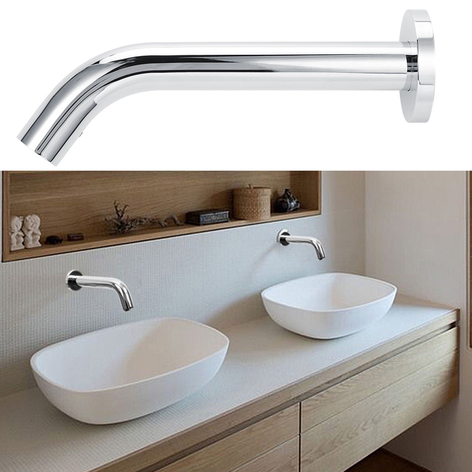 G1/2in Wall Stainless Steel Infrared Induction Sensor Water Faucet Hot and