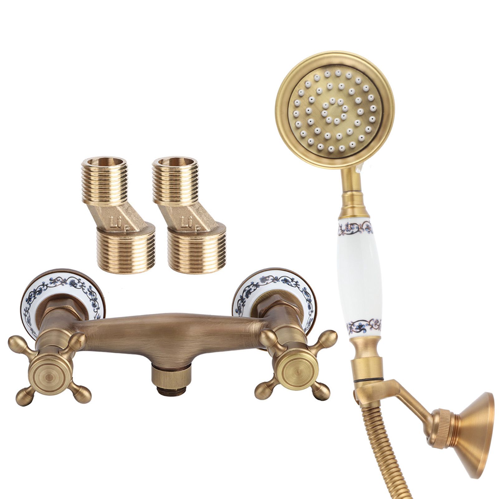 Vintage Style Copper Shower Head Sprayer Hose Kit Concealed Installation