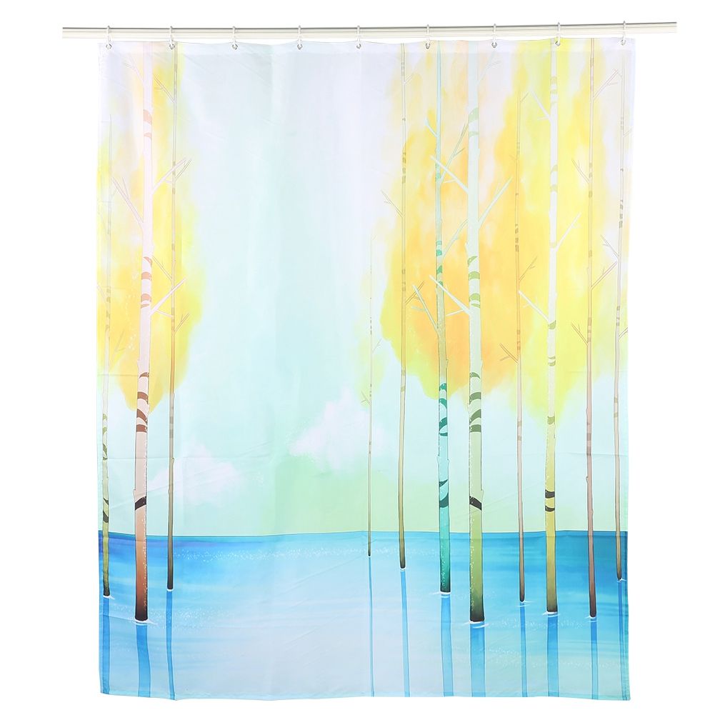 Small Tree Pattern Waterproof Mildew Proof Shower Curtain with Hooks Bathroom view 2